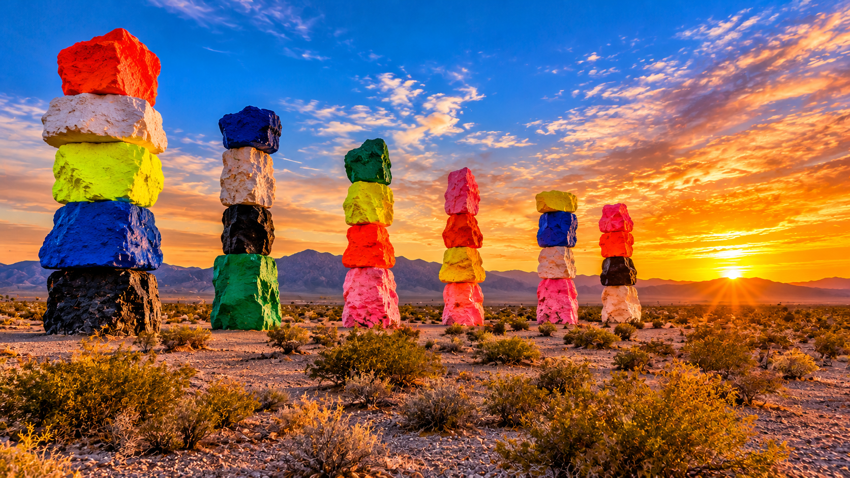 Seven Magic Mountains in the Southern Nevada desert